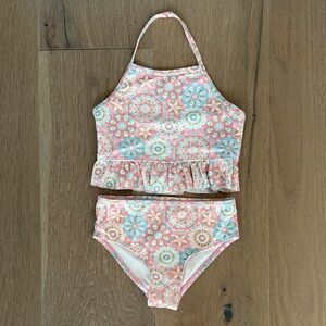 Tommy Bahama Kids Floral Two Piece Swimsuit Bikini - Pink and Blue